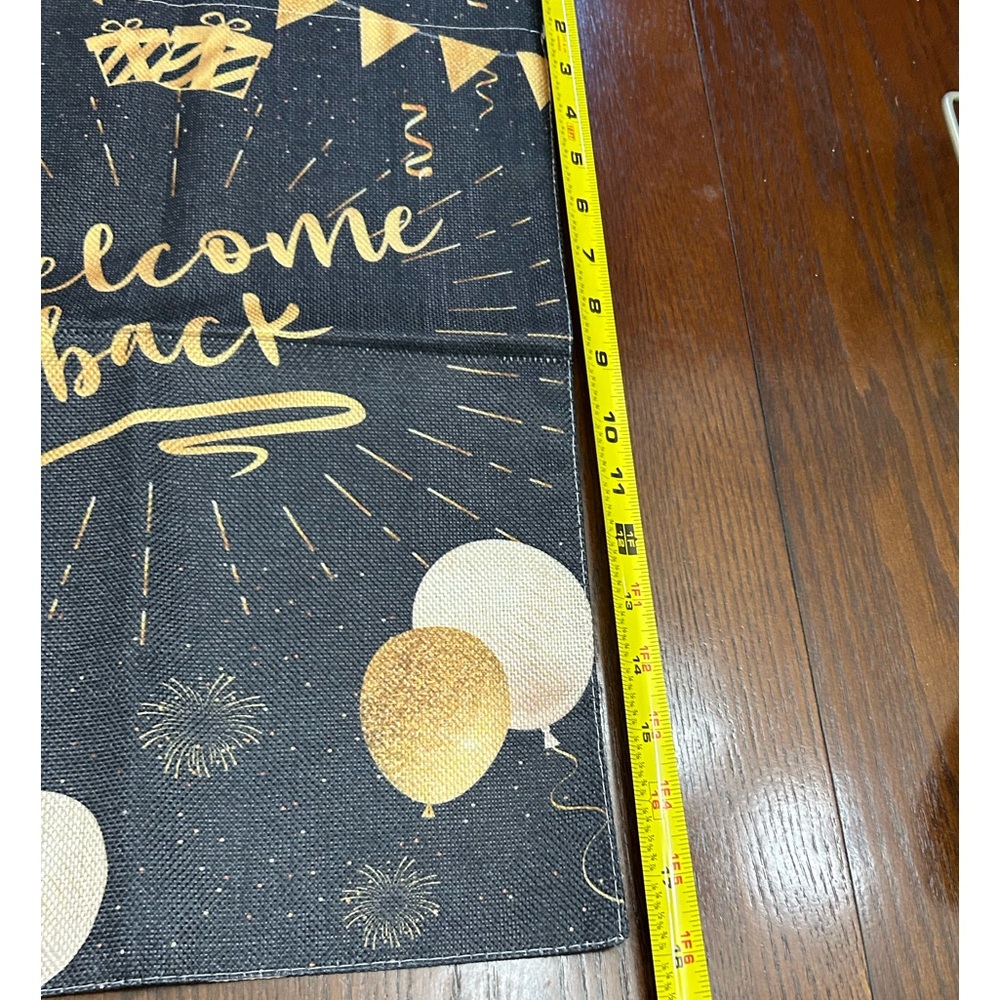 Gold Script 'Welcome Back' Party Banner on Black - Picture 3 of 4